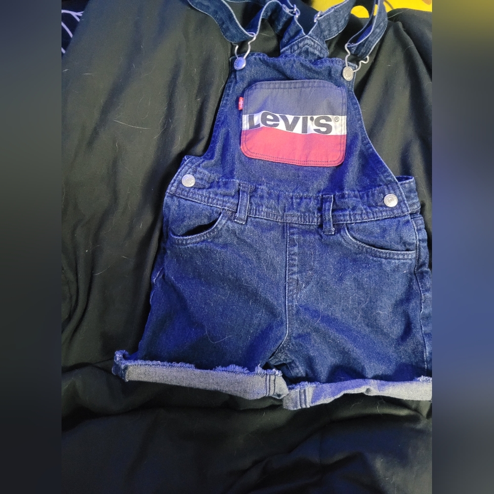 Levi's Dark Blue Kids Overalls with Logo Pocket